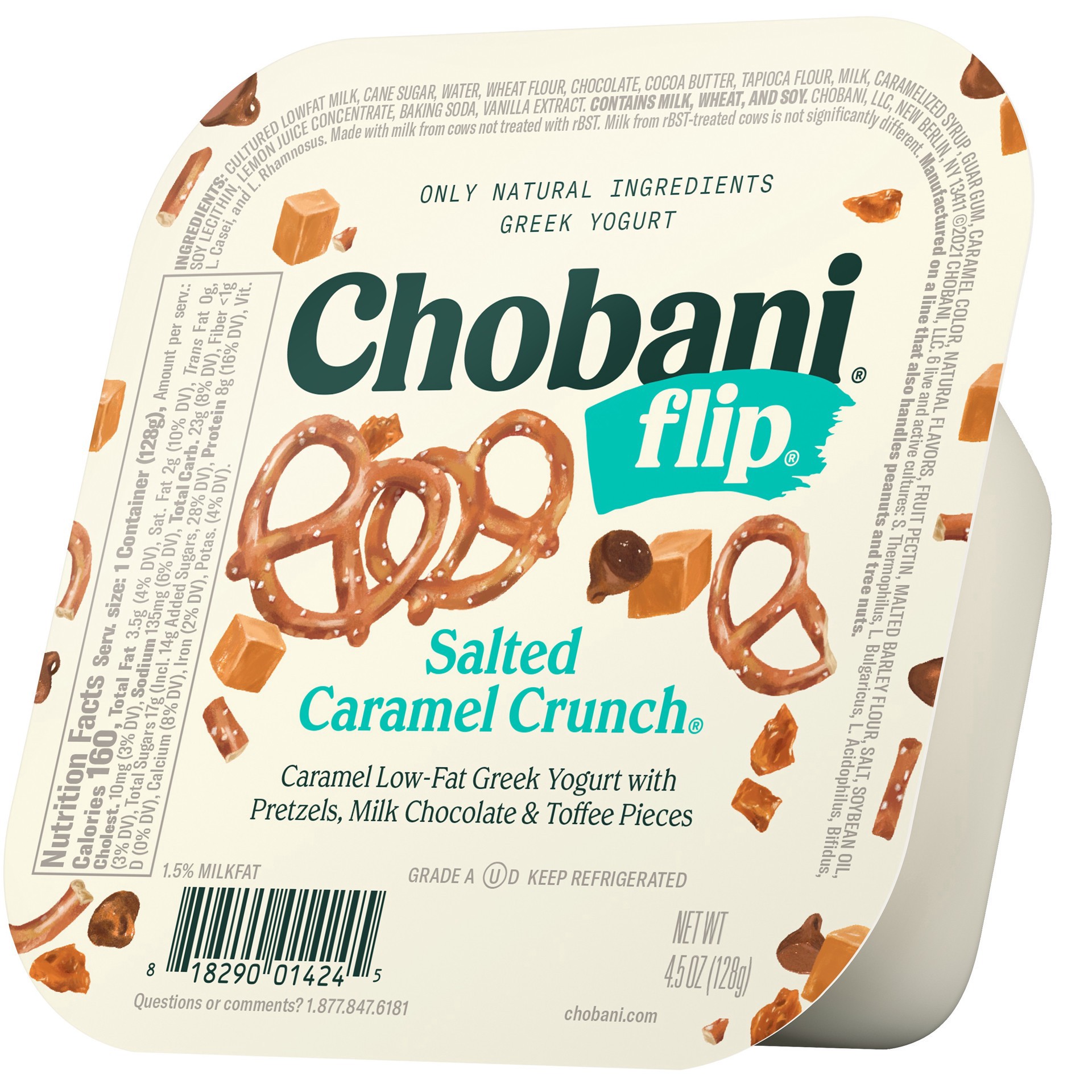 slide 4 of 14, Chobani Flip Salted Caramel Crunch Low-Fat Greek Yogurt, 5.3 oz