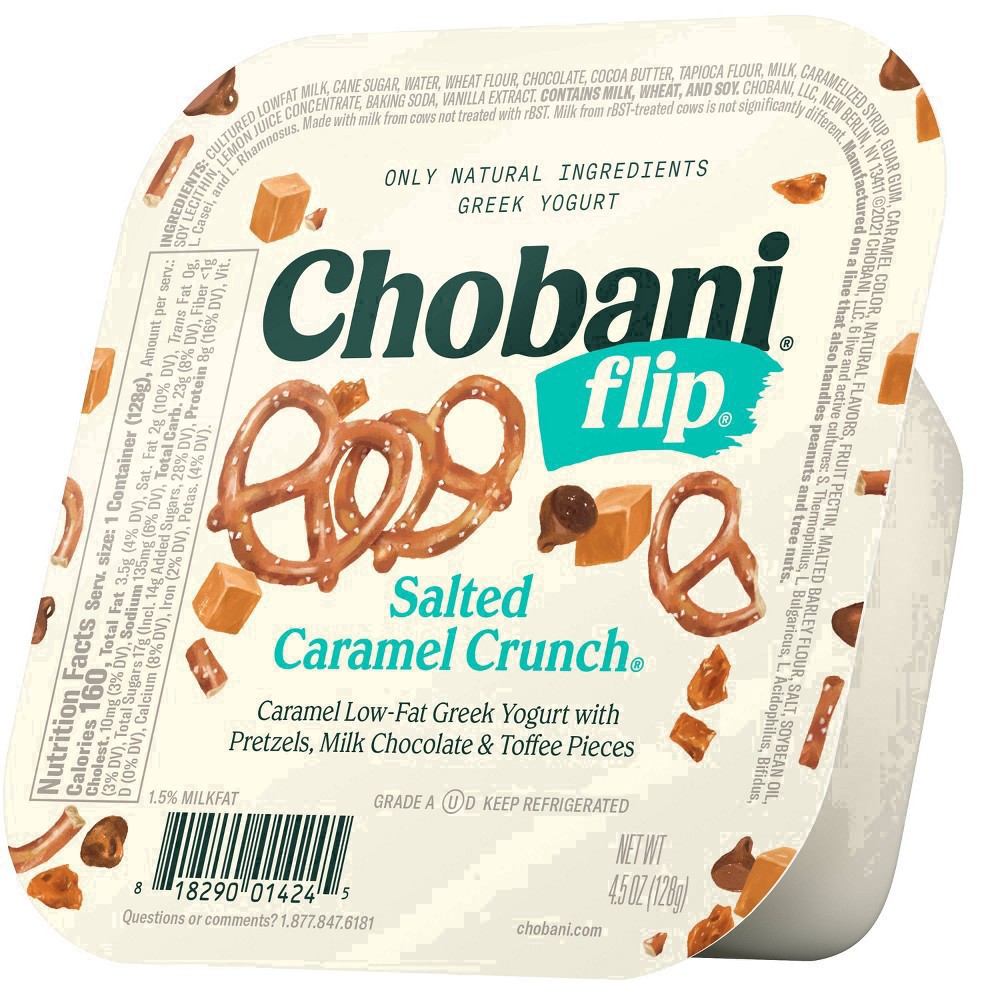 slide 49 of 69, Chobani Flip Low-Fat Salted Caramel, Chocolate and Toffee Crunch Greek Yogurt - 4.5oz, 5.3 oz