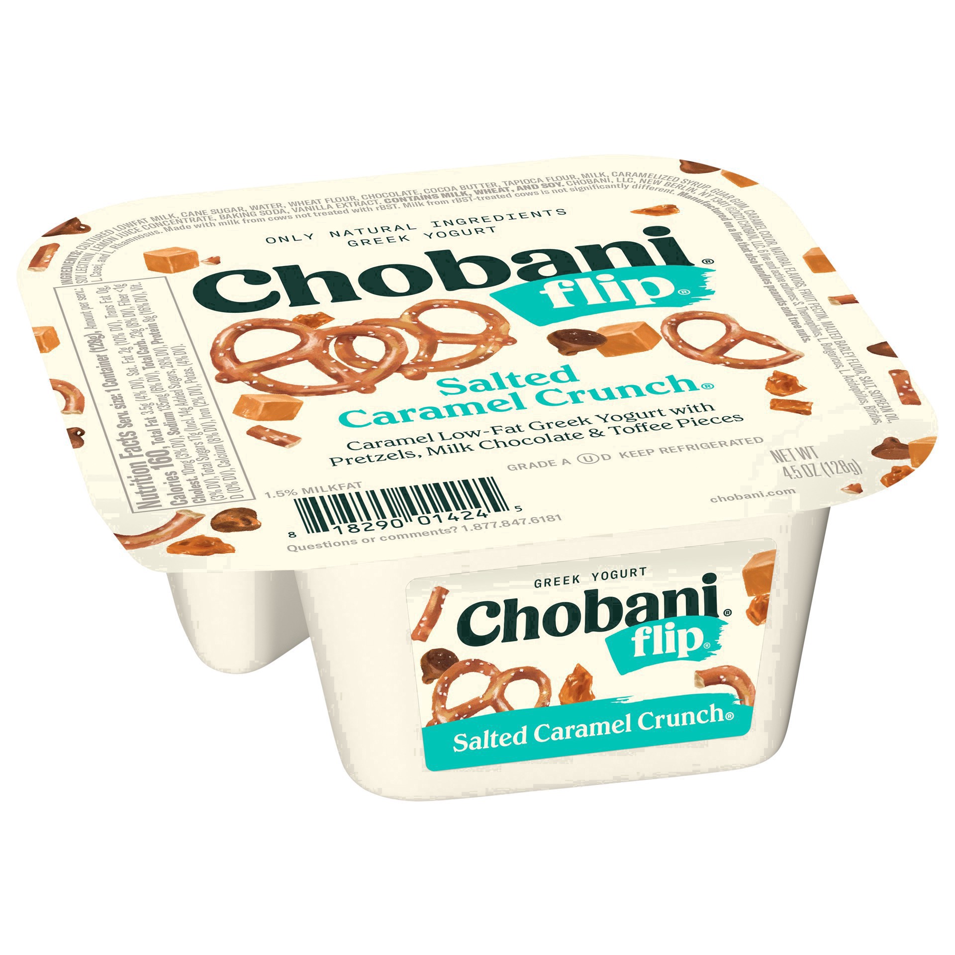 slide 18 of 69, Chobani Flip Low-Fat Salted Caramel, Chocolate and Toffee Crunch Greek Yogurt - 4.5oz, 5.3 oz