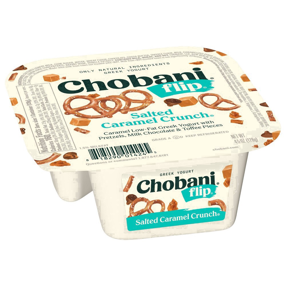 slide 20 of 69, Chobani Flip Low-Fat Salted Caramel, Chocolate and Toffee Crunch Greek Yogurt - 4.5oz, 5.3 oz