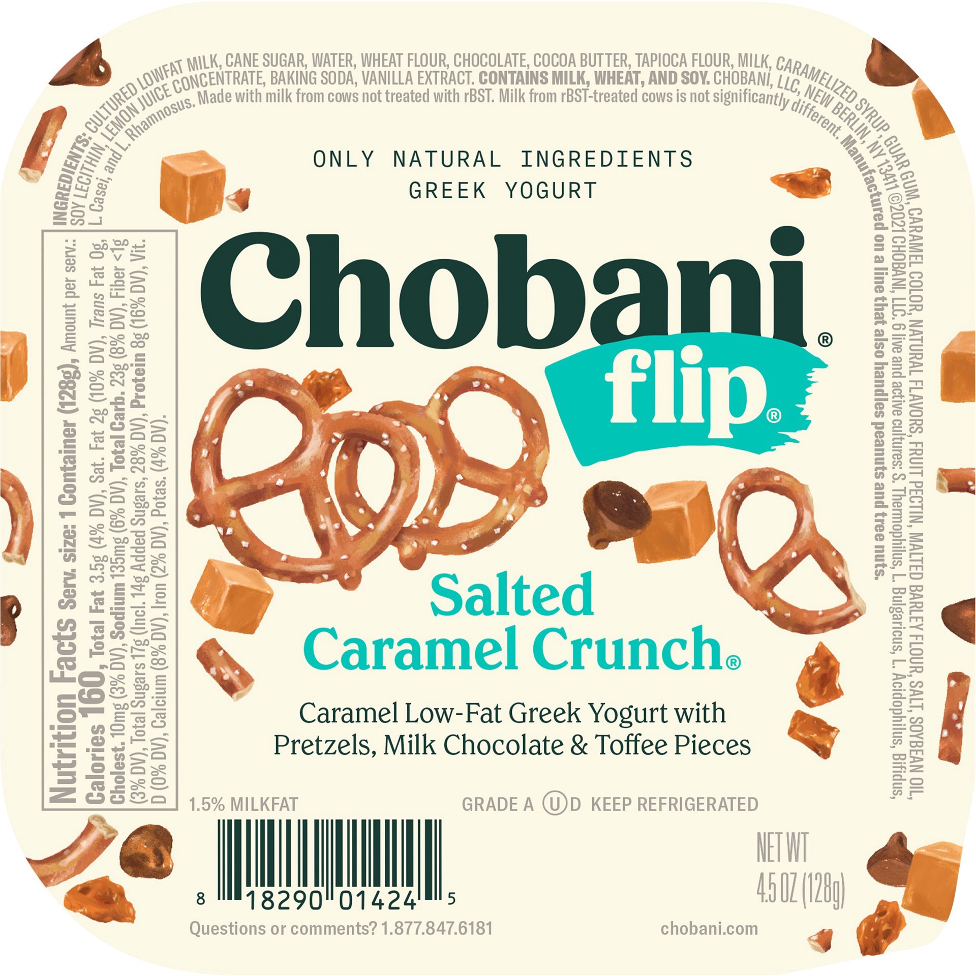 slide 5 of 14, Chobani Flip Salted Caramel Crunch Low-Fat Greek Yogurt, 5.3 oz