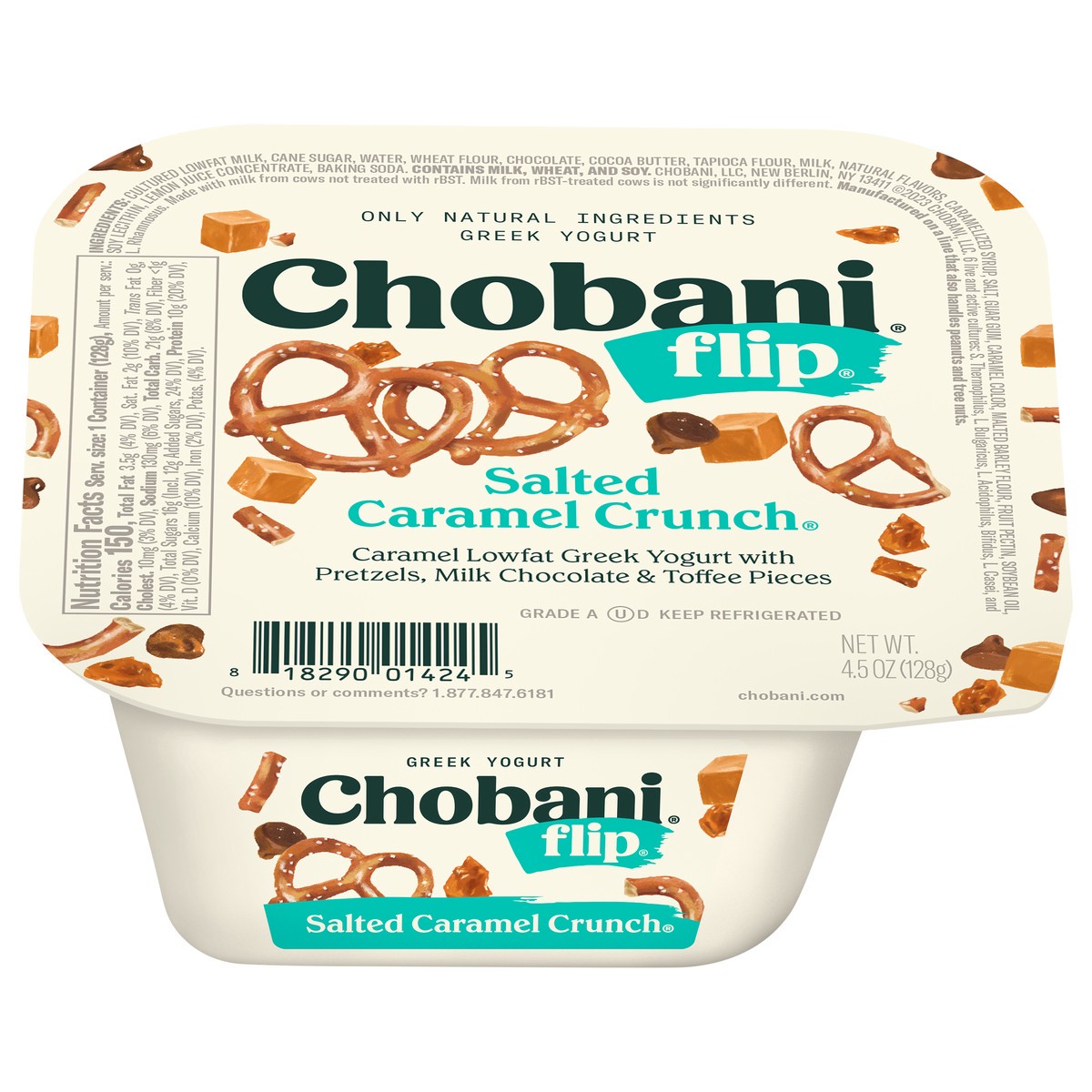 slide 1 of 69, Chobani Flip Low-Fat Salted Caramel, Chocolate and Toffee Crunch Greek Yogurt - 4.5oz, 5.3 oz