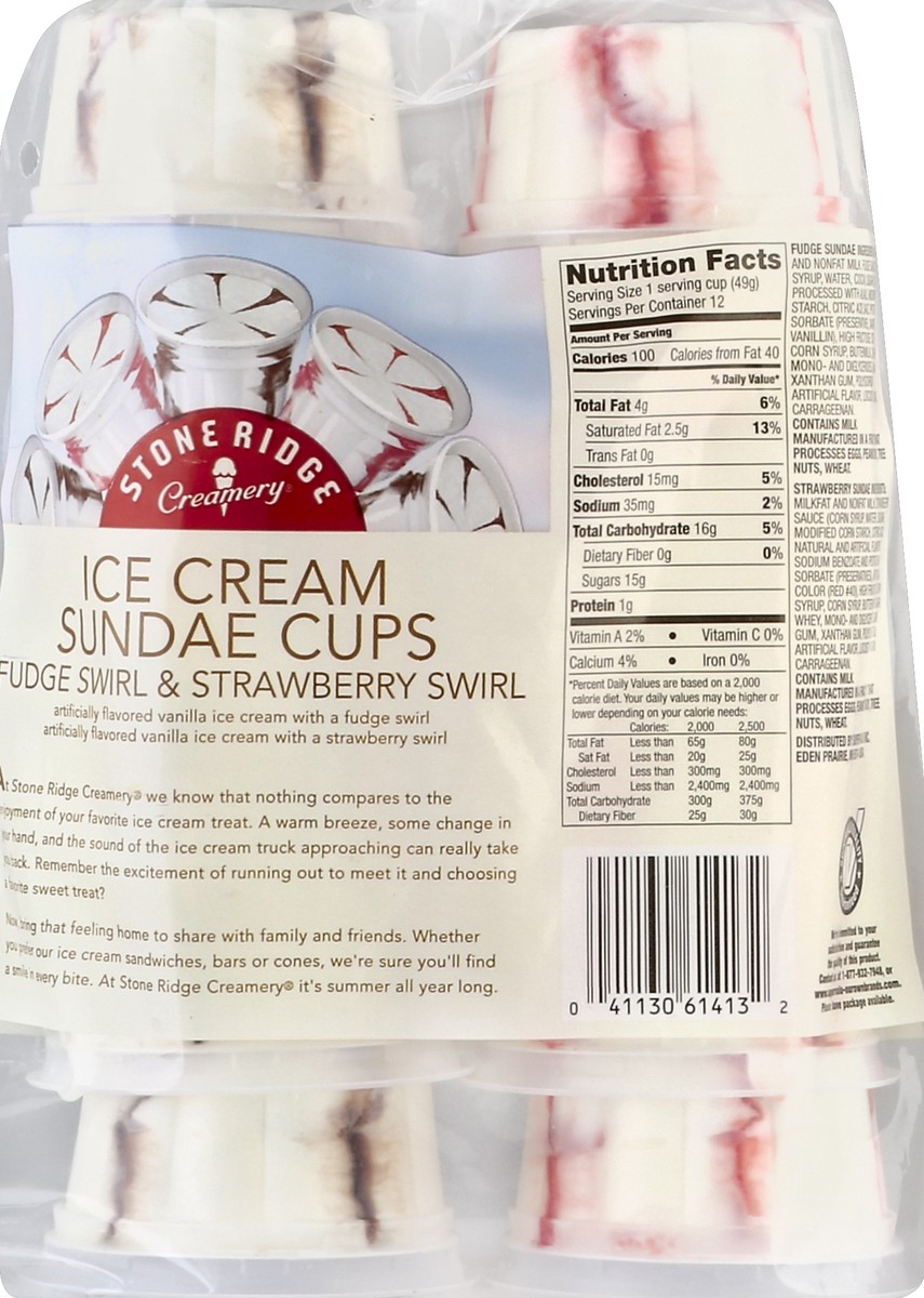 slide 3 of 7, Creamery Fudge Swirl & Strawberry Swirl Ice Cream Sundae Cups 12 - 3 fl oz Each, 12 ct