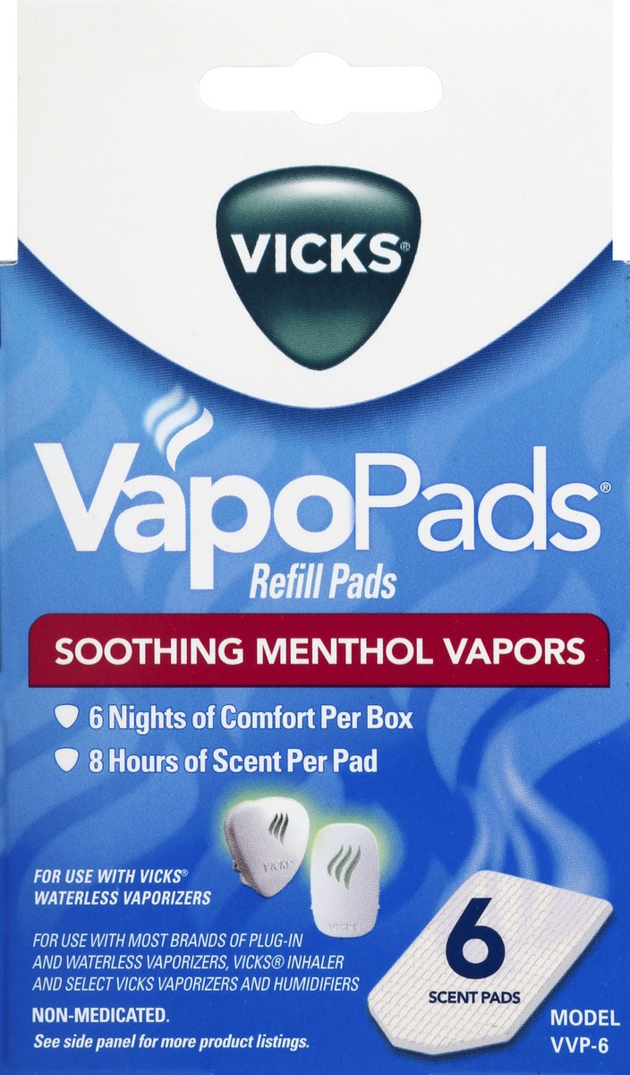 slide 4 of 4, Vicks VapoPads Soothing Menthol Vapors Refill Scent Pads, 6 ct