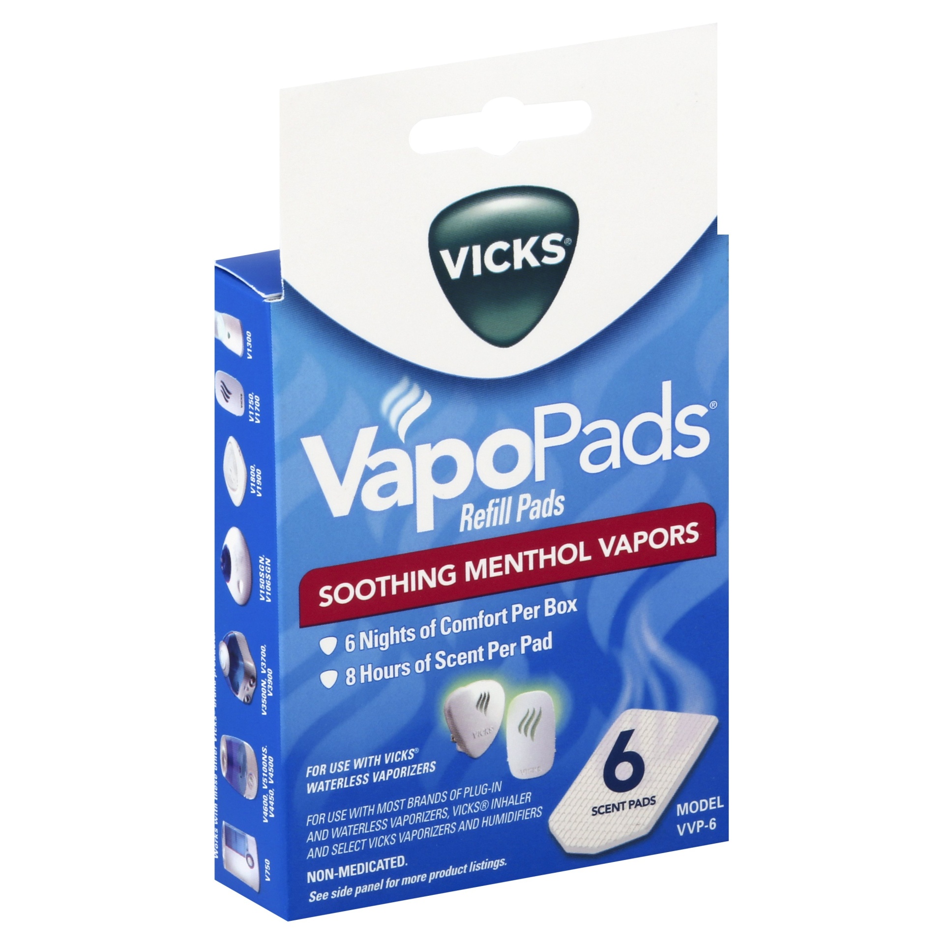 slide 1 of 4, Vicks VapoPads Soothing Menthol Vapors Refill Scent Pads, 6 ct