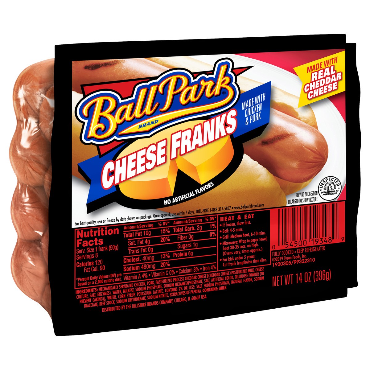 slide 3 of 3, Ball Park Cheese Franks, 14 oz