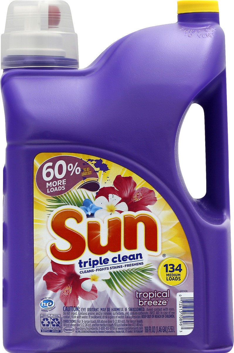 slide 3 of 11, Sun Triple Clean Tropical Breeze Detergent 188 oz, 188 fl oz