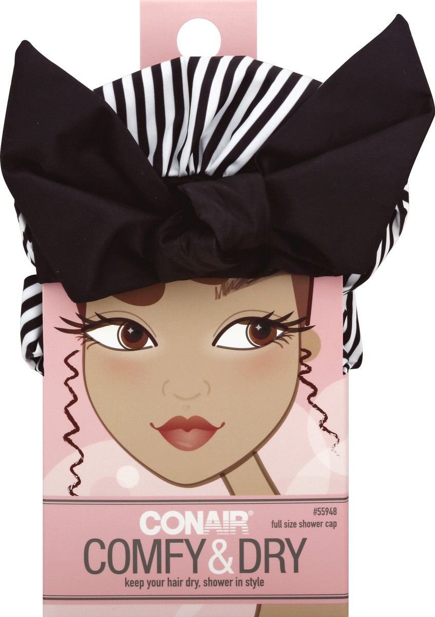 slide 1 of 10, Conair Comfy & Dry Full Size Shower Cap, 1 ct