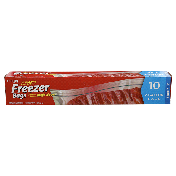 slide 1 of 1, Meijer Jumbo Recloseable Freezer Storage Bags, 10 ct