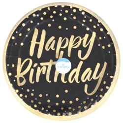 Amscan Confetti Wishes Lunch Paper Plates, 8.5", Pack of 8