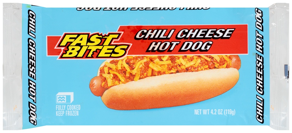 slide 1 of 1, Fast Bites Chili Cheese Hot Dog, 4.2 oz