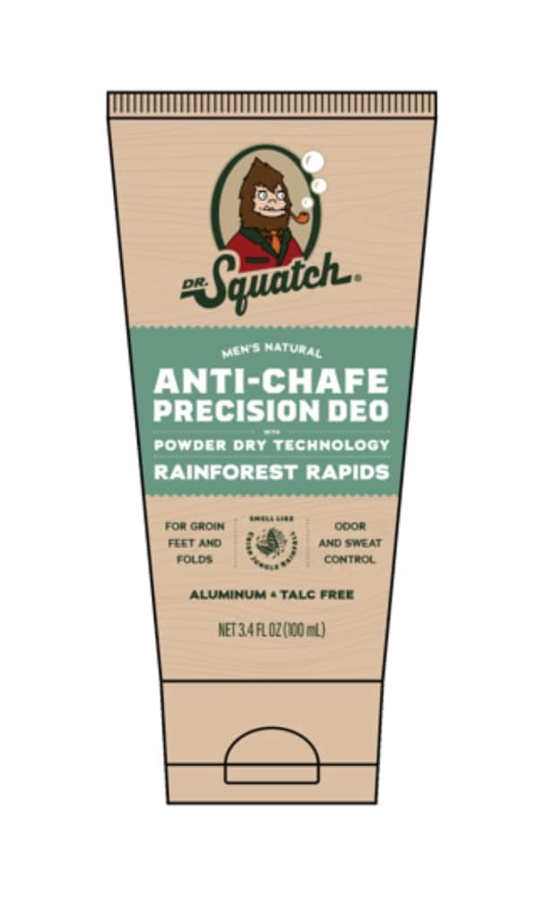 slide 1 of 1, Dr. Squatch® Men's Natural Anti-Chafe Precision Deodorant Rainforest Rapids Aluminum + Talc Free, 3.4 fl oz