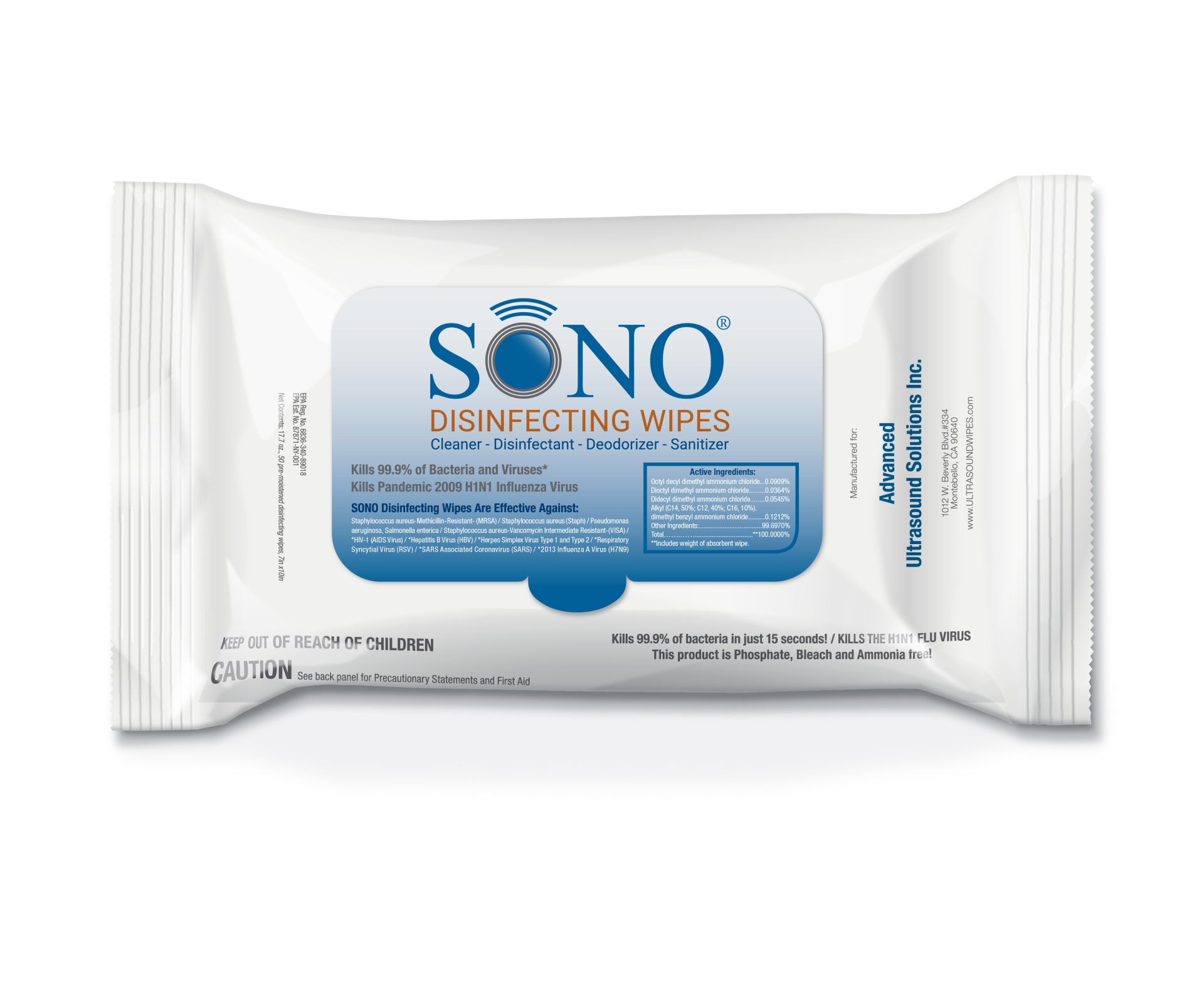 slide 1 of 1, SONO Supplies SONO Healthcare Disinfecting Wipes, 20 ct