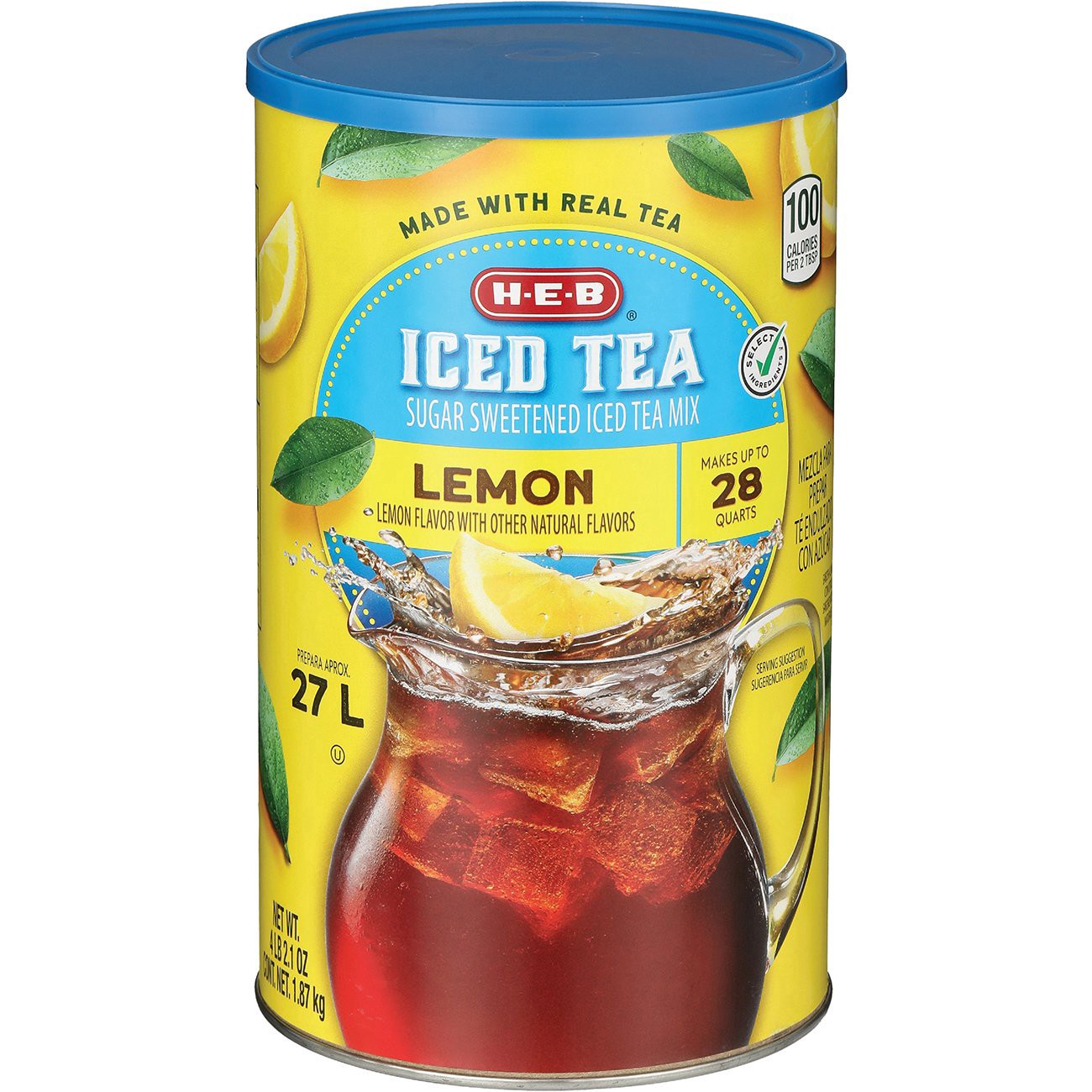 slide 1 of 1, H-E-B Sugar-Sweetened Ice Tea Mix - Lemon, 66.1 oz