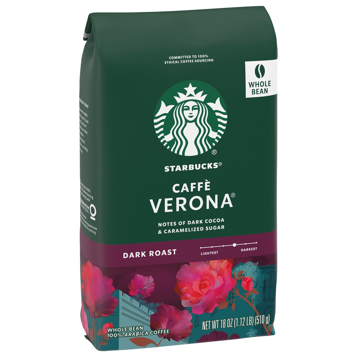 slide 4 of 9, Starbucks Whole Bean Coffee, Dark Roast Coffee, Caffè Verona, 100% Arabica, 1 bag (18 oz), 18 oz