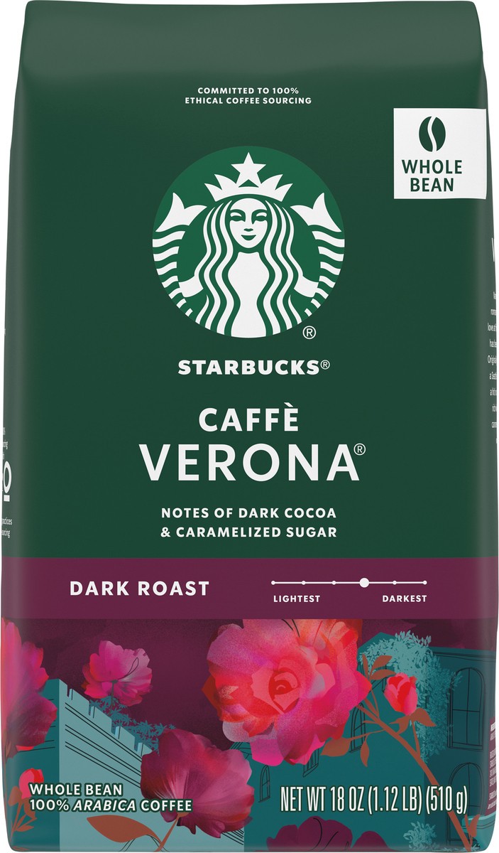 slide 1 of 9, Starbucks Dark Roast Whole Bean Coffee — Caffè Verona — 100% Arabica — 1 bag (18 oz.), 18 oz