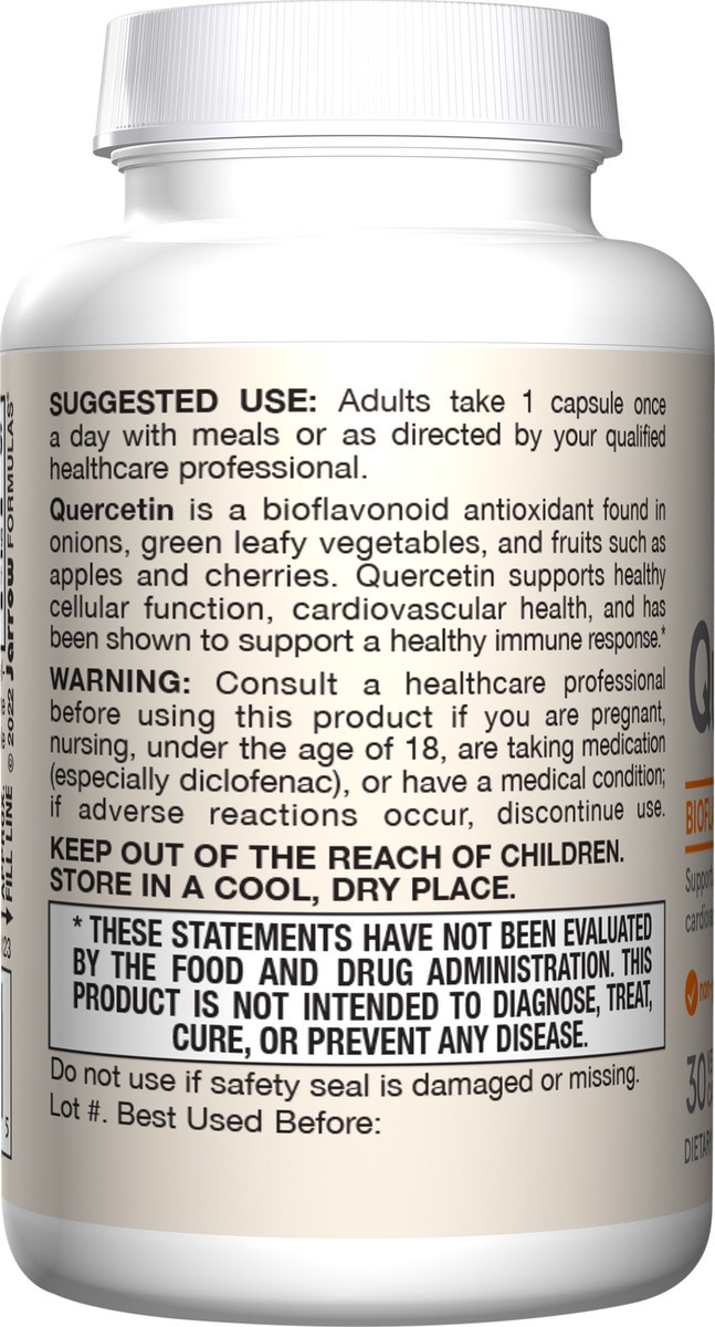 slide 2 of 4, Jarrow Formulas Quercetin 500 mg - Bioflavonoid - Dietary Supplement - 30 Servings (Veggie Caps) - Supports Healthy Cellular Function, Cardiovascular Health, Immune Health & Response, 30 ct