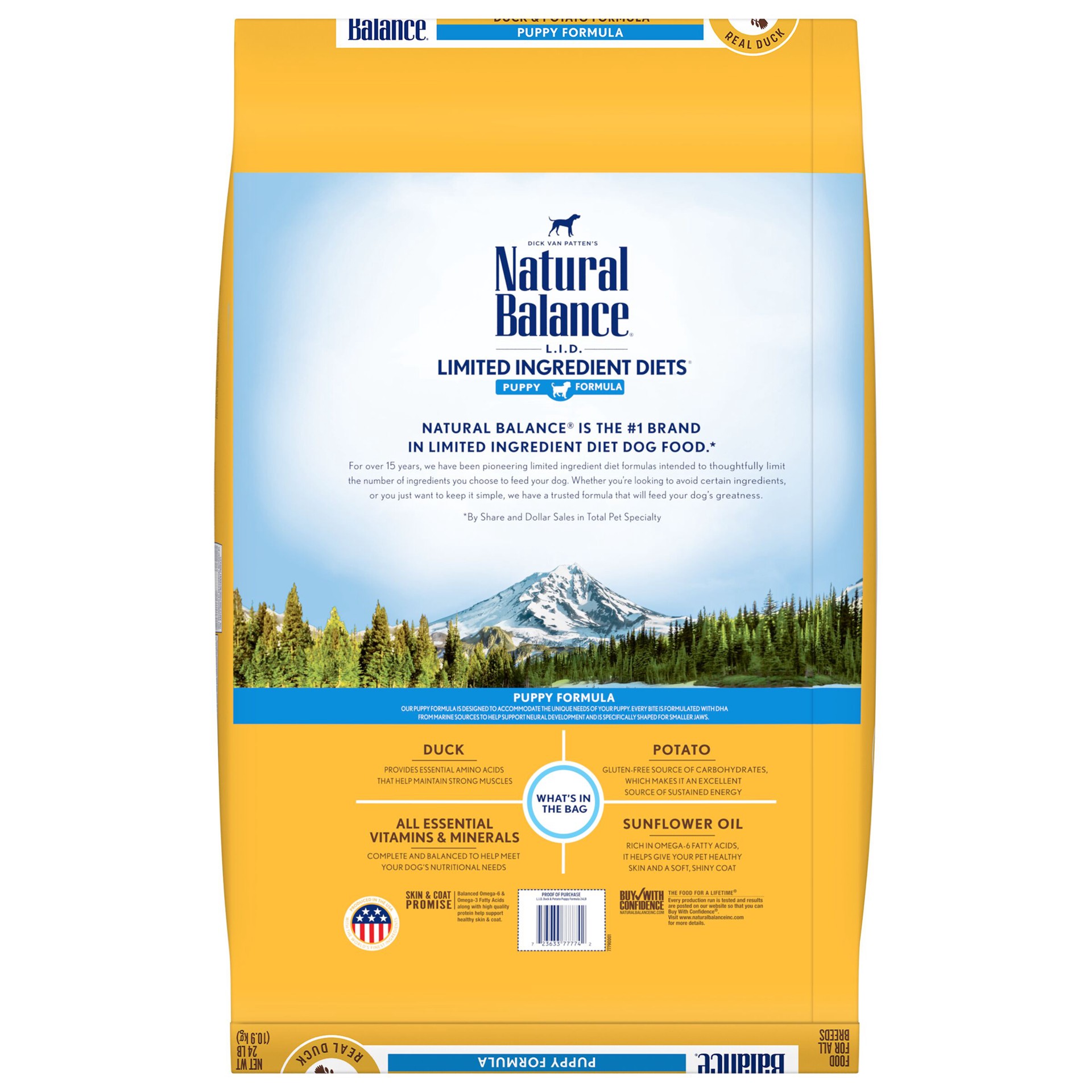 slide 4 of 5, Natural Balance L.I.D. Limited Ingredient Diets Duck & Potato Puppy Formula Dry Dog Food, 24 Pounds, 24 lb