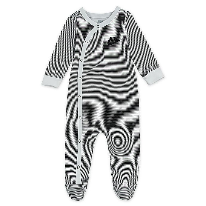 slide 1 of 2, Nike Newborn Footed Striped Coverall - White, 1 ct