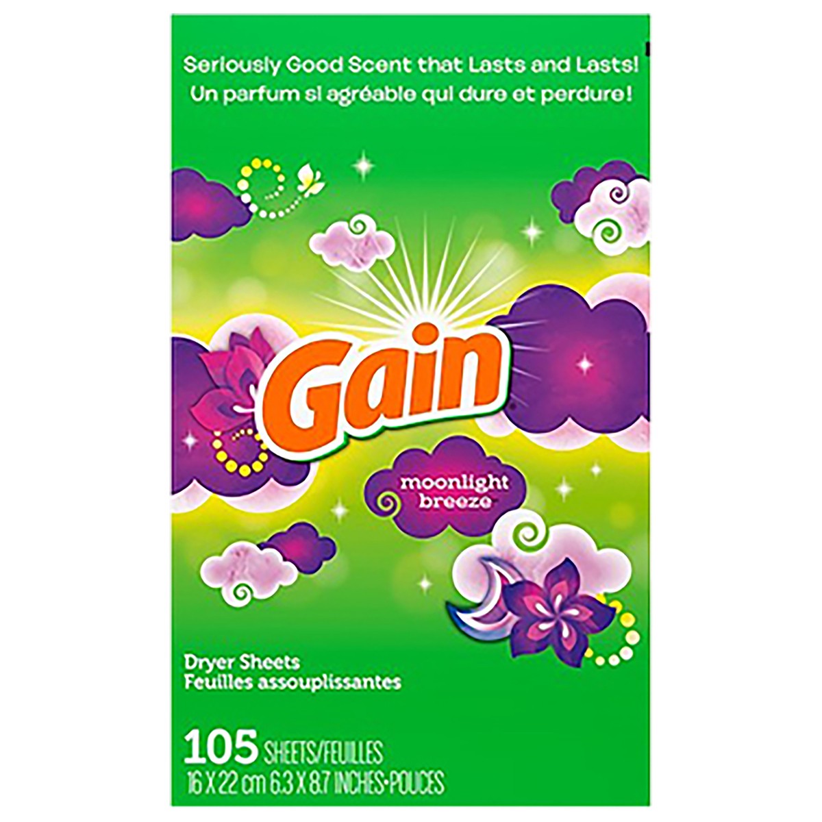 slide 1 of 1, Gain Fabric Softener Dryer Sheets, Moonlight Breeze, 105 Count, 105 ct