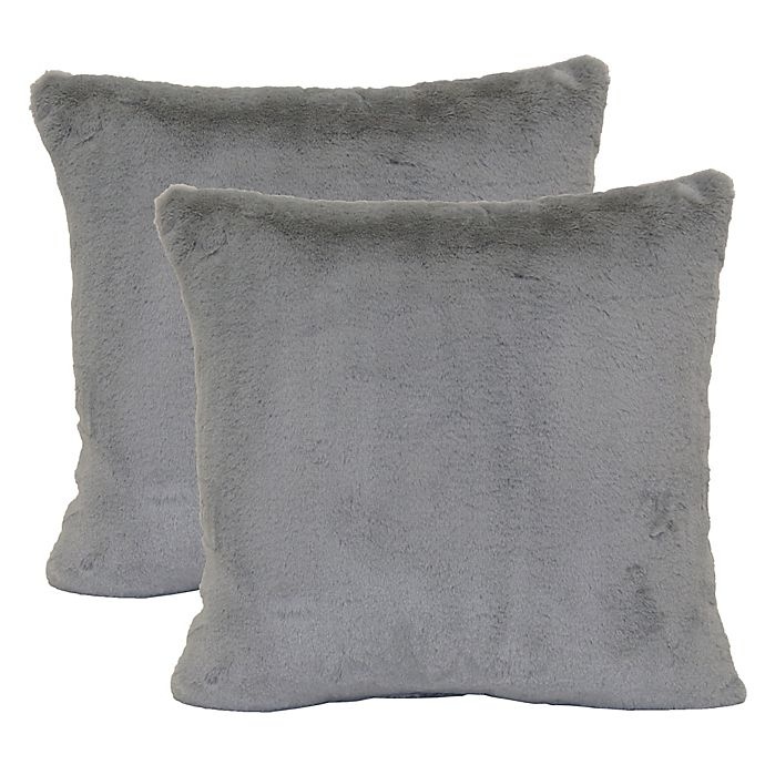 slide 1 of 1, Wamsutta Faux Fur Square Throw Pillows - Alloy, 2 ct