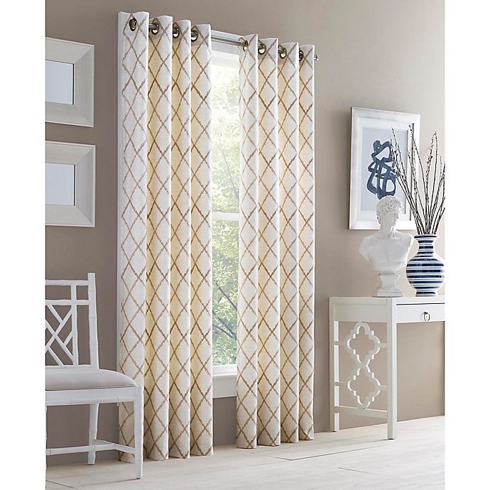 slide 1 of 1, J. Queen New York Adorn Grommet Top Embroidered Window Curtain Panel - Gold, 108 in