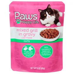 Paws Happy Life Mixed Grill Cuts In Gravy Cat Food Pouch