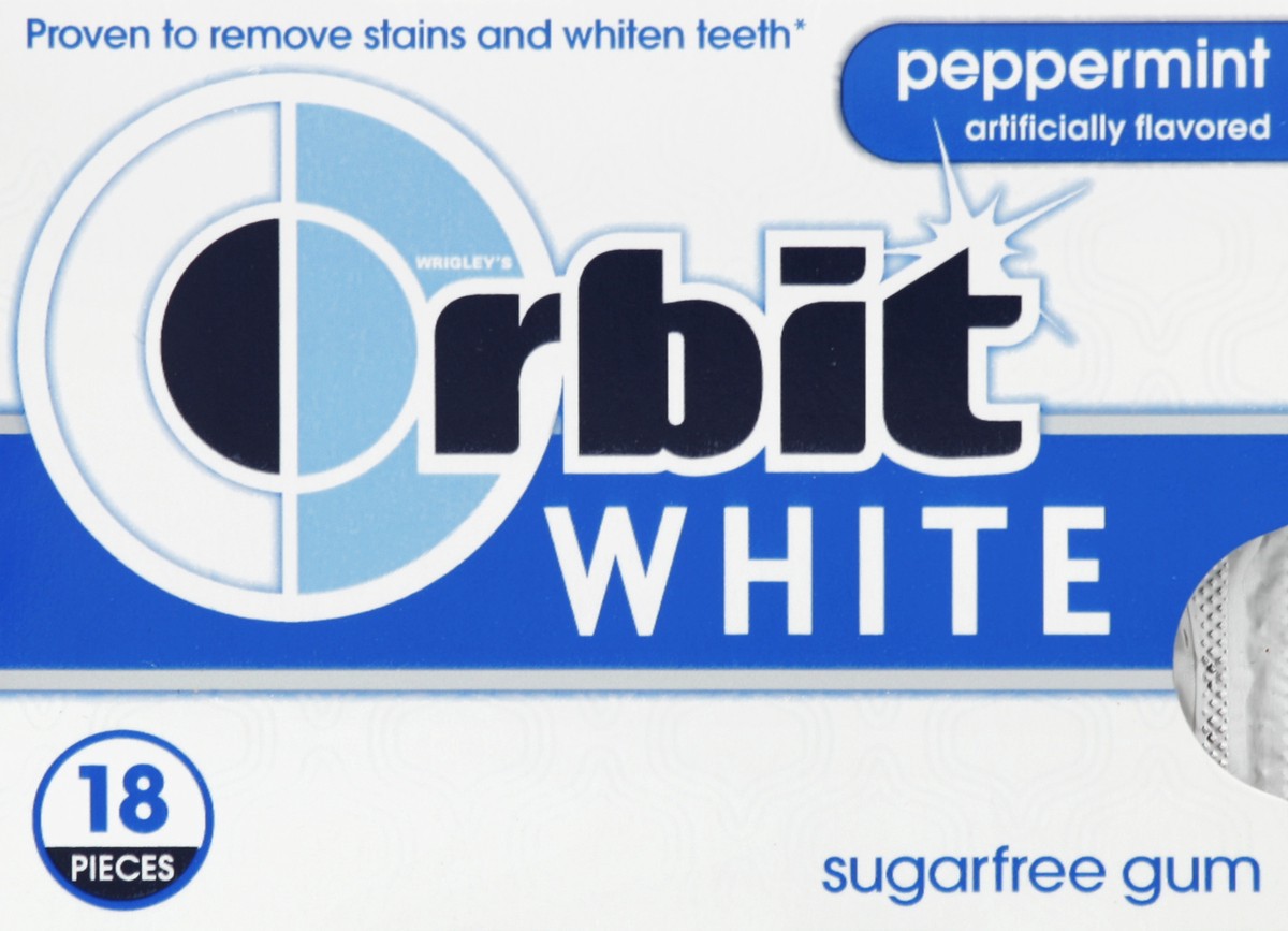 slide 3 of 6, Orbit White Peppermint Sugarfree Gum, single pack, 18 pc