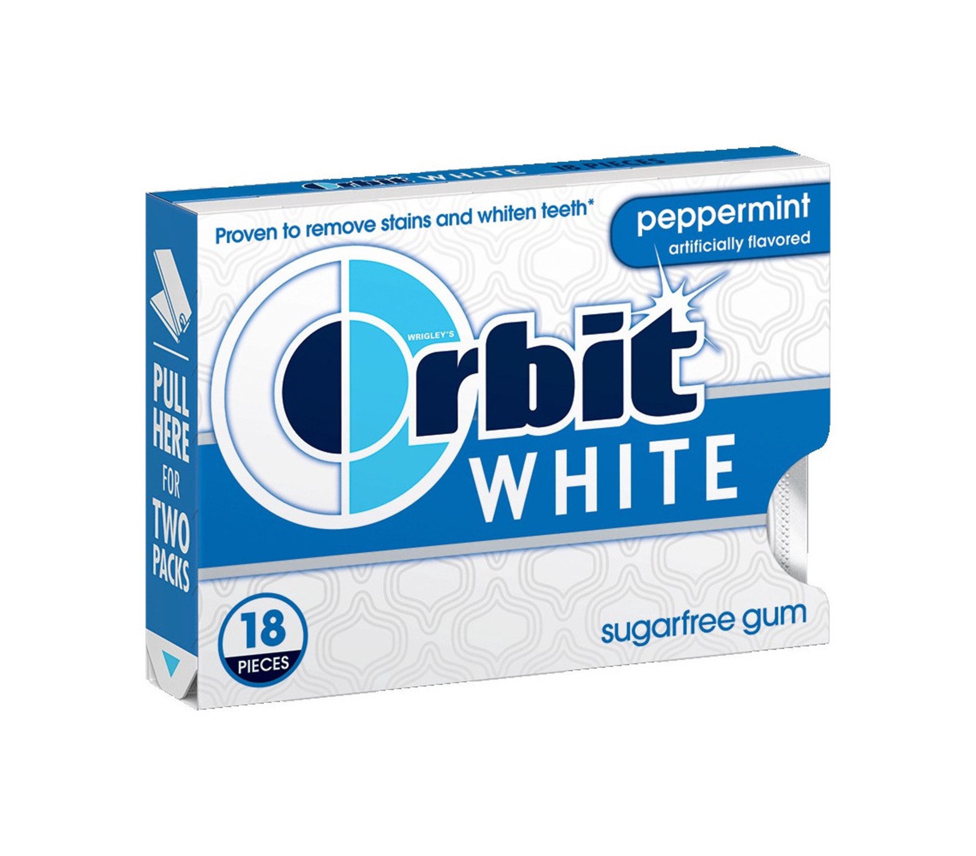 slide 1 of 6, Orbit White Peppermint Sugarfree Gum, single pack, 18 pc