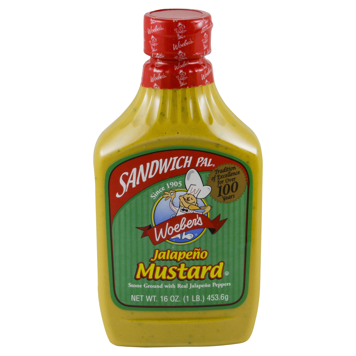 slide 1 of 4, Woeber's Jalapeno Mustard, 16 oz