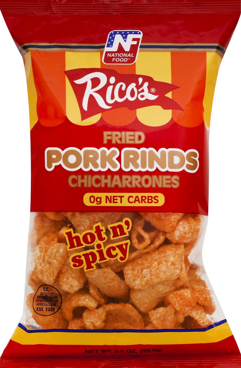 slide 5 of 6, Rico's Pork Rinds Hot & Spicy, 3.5 oz