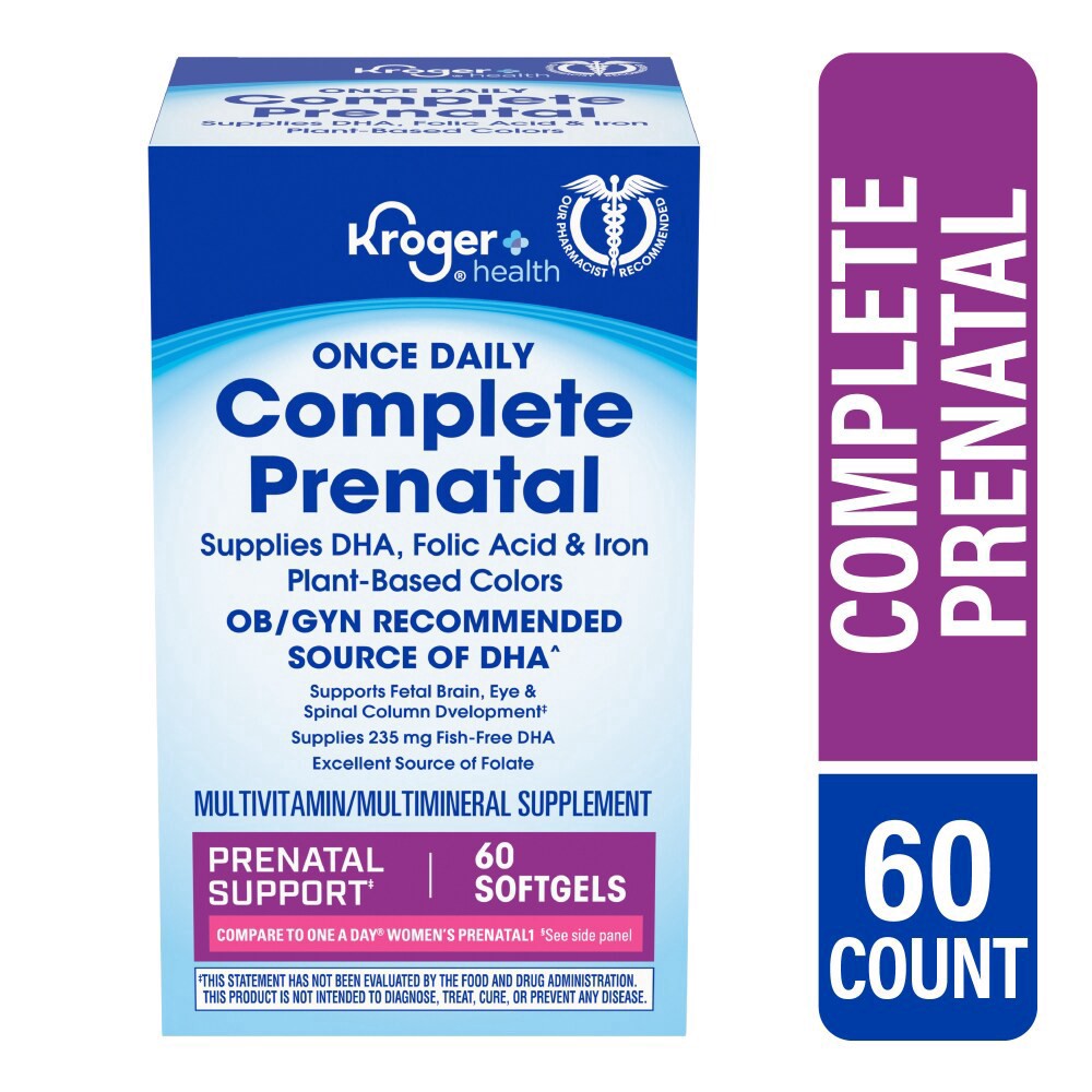 slide 2 of 2, Kroger Once Daily Complete Prenatal Vitamin Softgels, 60 ct