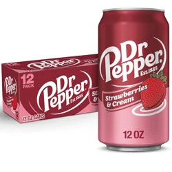 Dr Pepper Strawberries & Cream Soda - 12 Pack 12 fl oz Cans