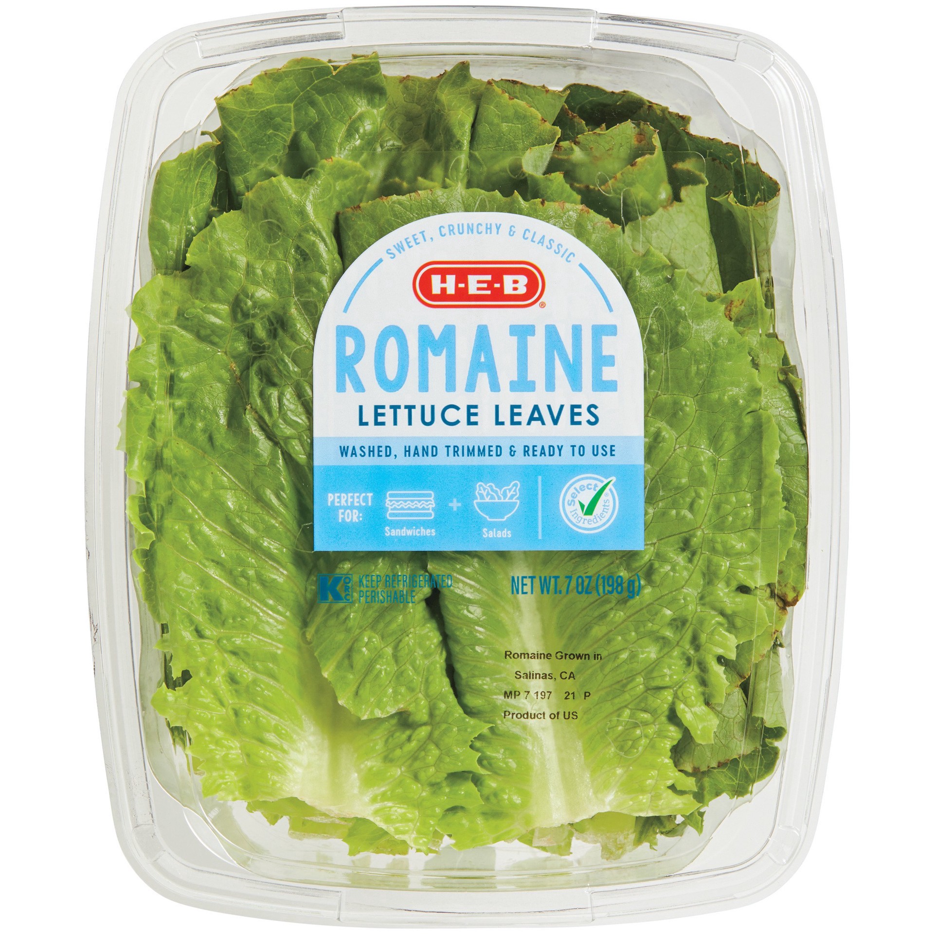 slide 1 of 1, H-E-B Ready, Fresh, Go! Romaine Lettuce Leaves, 7 oz