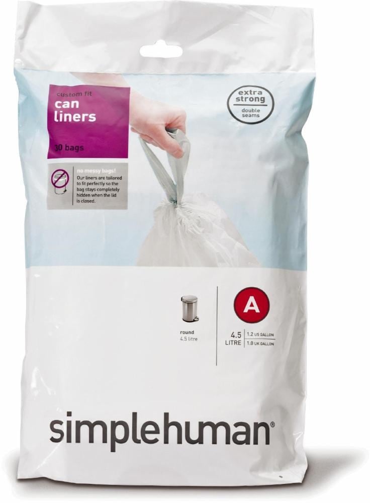 slide 1 of 1, simplehuman Code A Custom-Fit Trash Can Liner - White, 30 ct; 4.5 liter