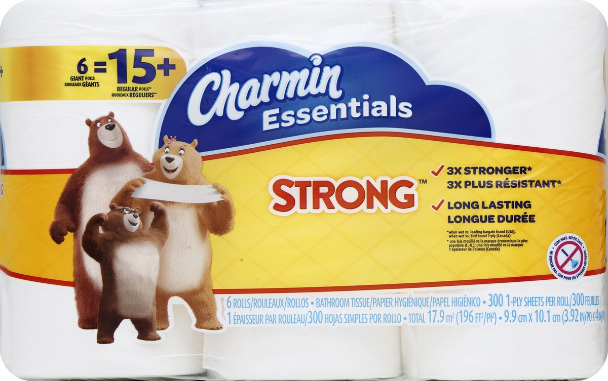 slide 4 of 5, Charmin Essentials Strong Giant Rolls, 6 ct