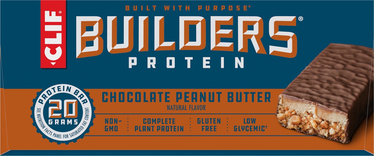 slide 5 of 9, CLIF Builders - Chocolate Peanut Butter Flavor - Protein Bars - Gluten-Free - Non-GMO - Low Glycemic - 20g Protein - 2.4 oz. (12 Count), 28.8 oz