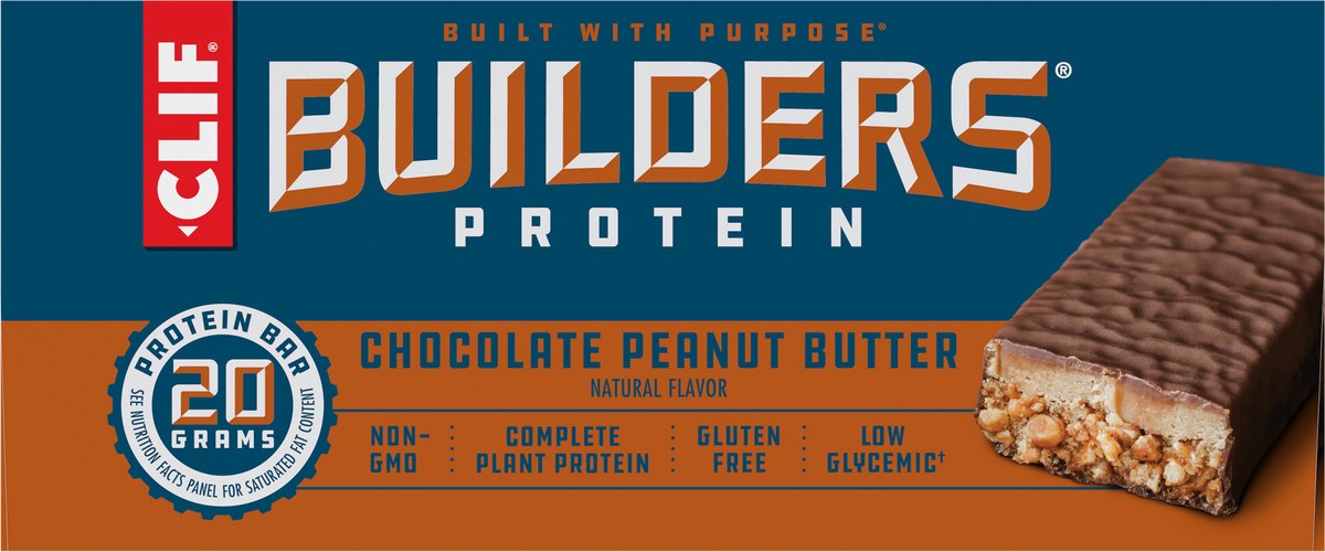 slide 6 of 9, CLIF Builders - Chocolate Peanut Butter Flavor - Protein Bars - Gluten-Free - Non-GMO - Low Glycemic - 20g Protein - 2.4 oz. (12 Count), 28.8 oz