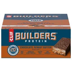 CLIF BUILDERS Protein Bars - Chocolatey Peanut Butter - 20g Plant Based Protein - Gluten Free - Non-GMO - Low Glycemic - No Artificial Sweeteners - 2.4 oz. (12 Pack)