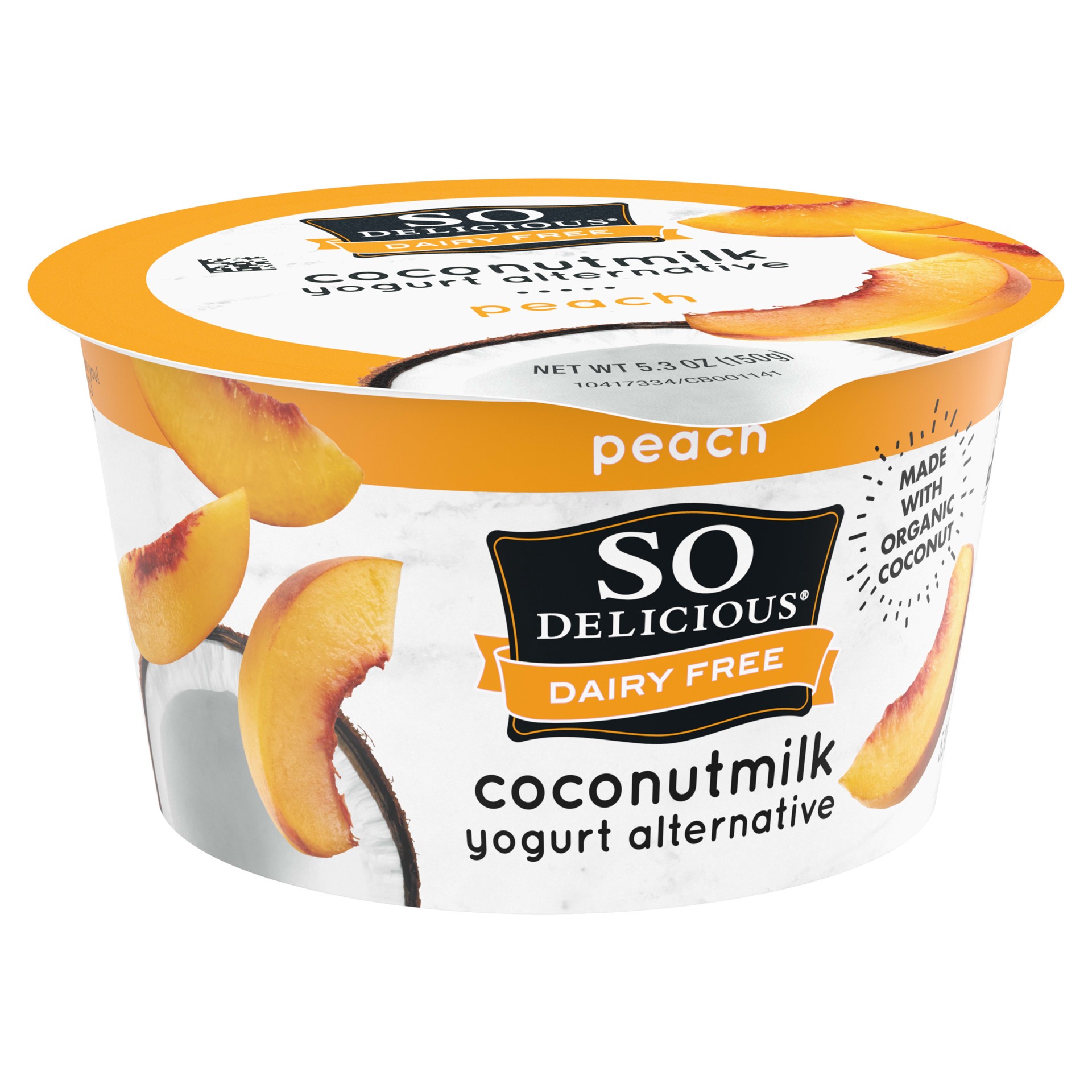 slide 4 of 5, So Delicious Dairy Free Coconut Milk Yogurt Alternative, Peach, Vegan, Gluten Free, Non-GMO, Creamy Plant Based Yogurt Alternative, 5.3 oz Container, 5.30 fl oz