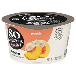 So Delicious Dairy Free Coconut Yogurt Alternative, Peach, Vegan, Gluten Free, Non-GMO, Creamy Plant Based Yogurt Alternative, 5.3 oz Container