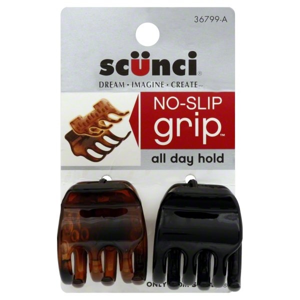 slide 1 of 1, scünci No-Slip Grip Jaw Clips, 2 ct