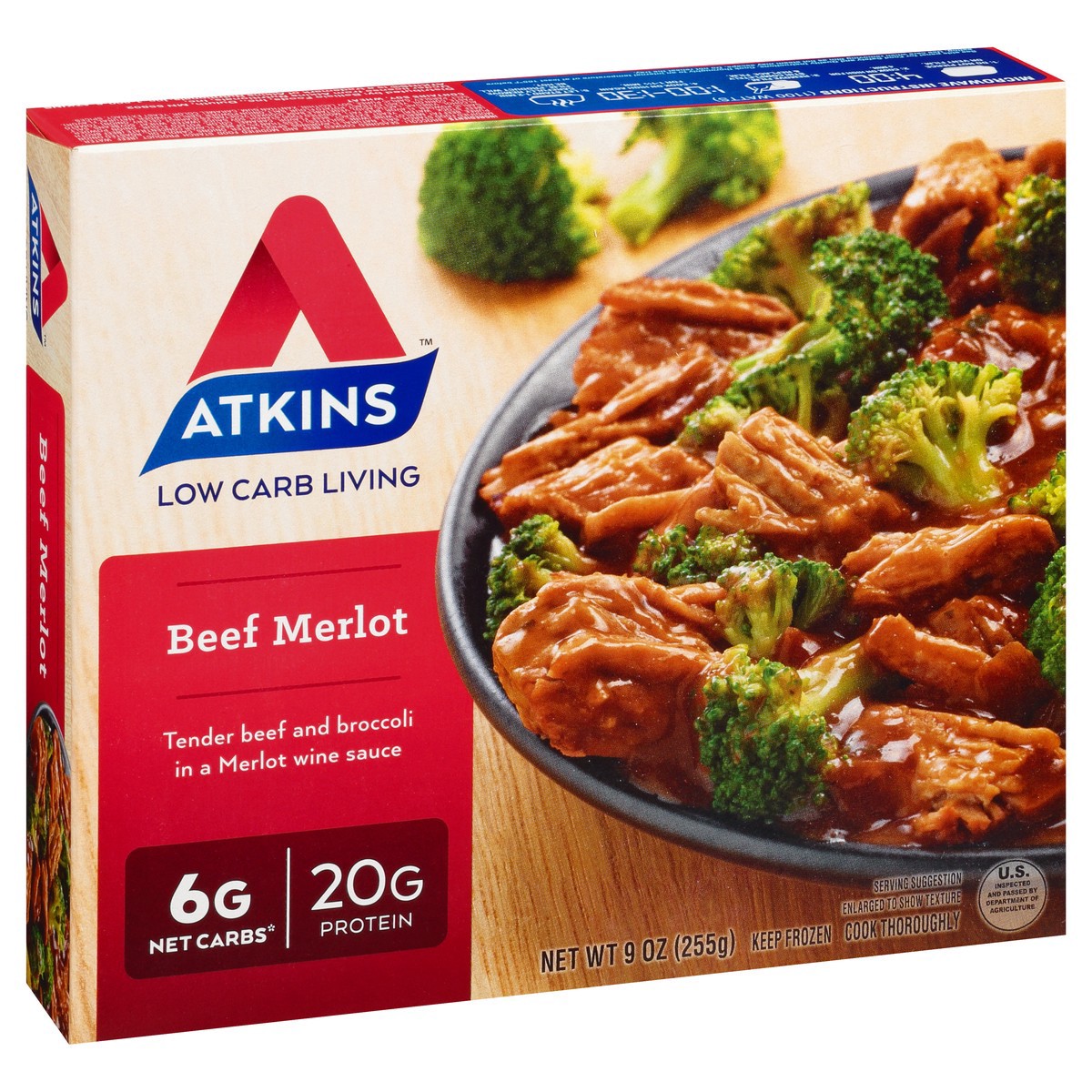 slide 9 of 9, Atkins Atkins Beef Merlot Meal 9oz (Frozen Dinner) 9 Oz. (Frozen), 9 oz