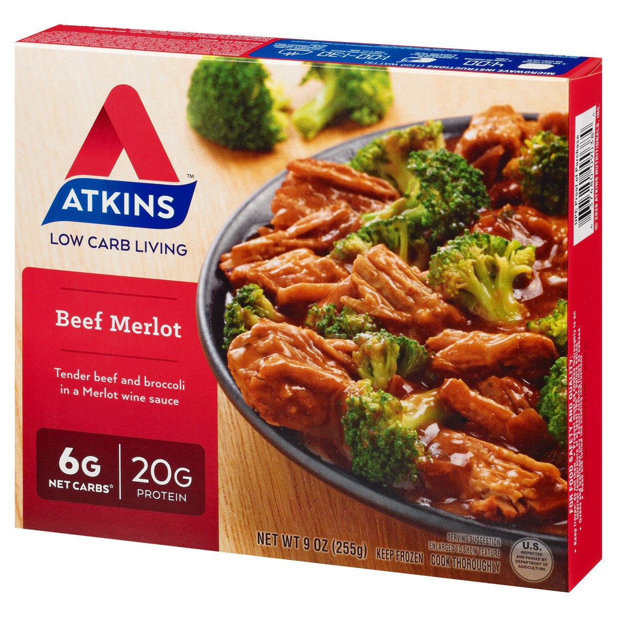 slide 5 of 9, Atkins Atkins Beef Merlot Meal 9oz (Frozen Dinner) 9 Oz. (Frozen), 9 oz