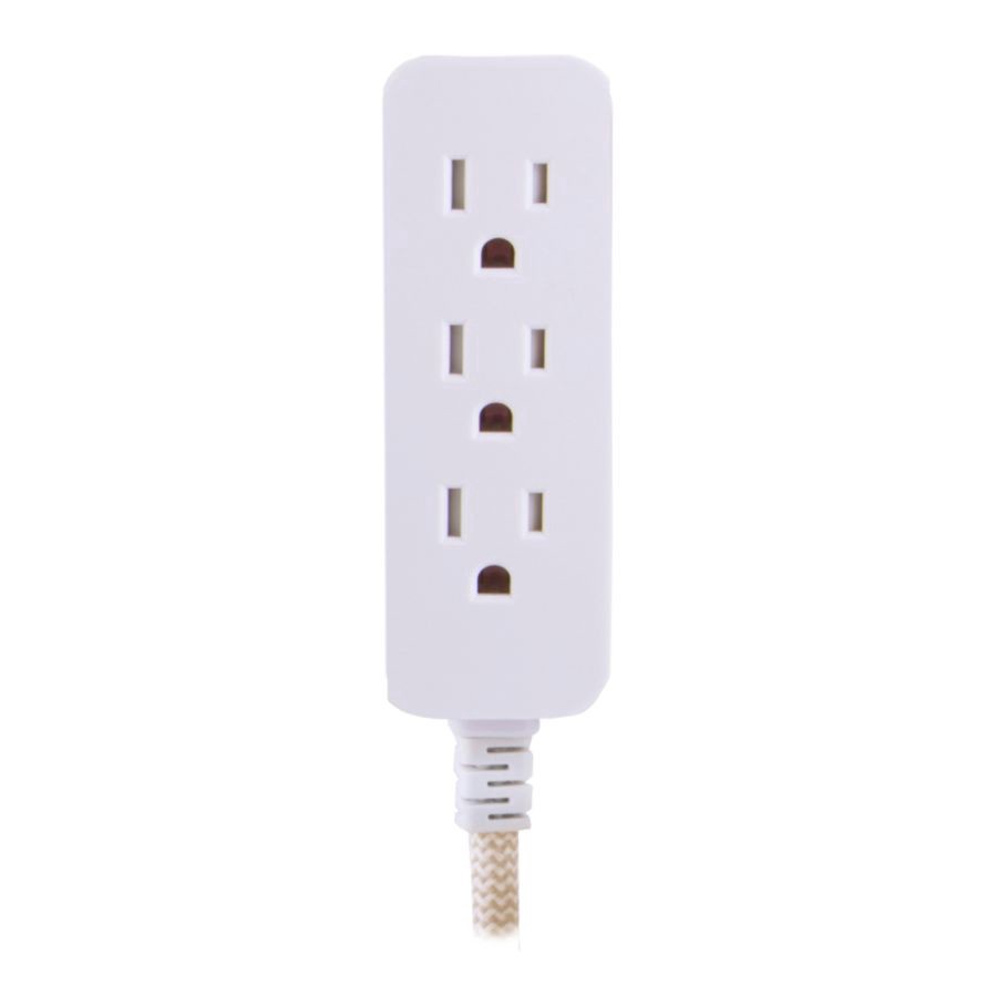 slide 2 of 4, Cordinate Braided 3-Outlet Extension Cord with Surge Protection - Tan/White, 10 ft