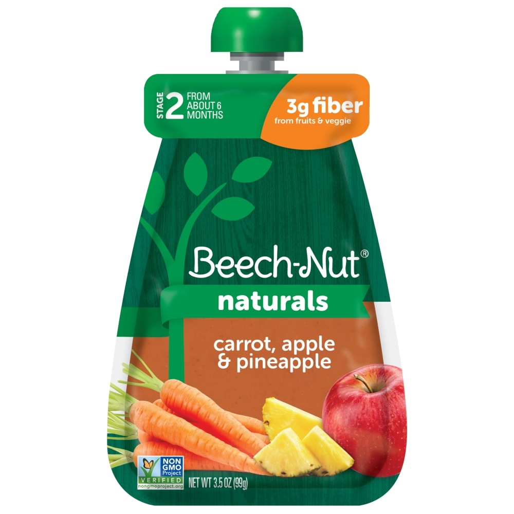 slide 1 of 1, Beech-Nut Naturals Carrot Apple Pineapple Stage 2 Baby Food Pouch, 3.5 oz