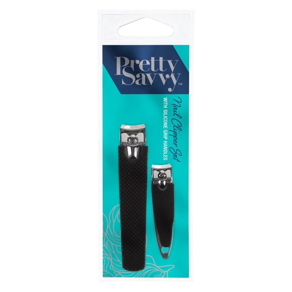 slide 1 of 3, Pretty Savvy Nail Clipper Set With Silicone Grip Handles, 1 ct
