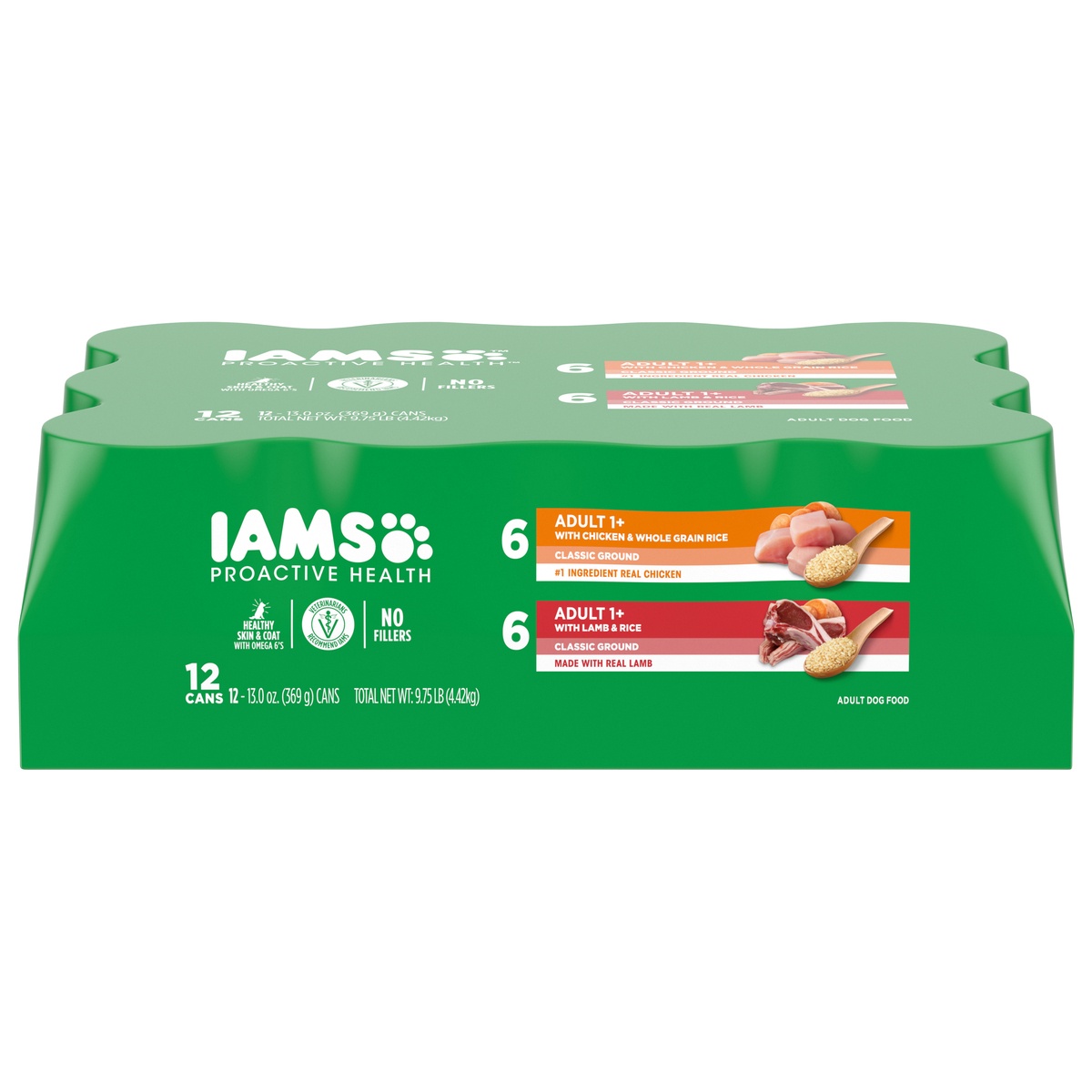 slide 1 of 1, IAMS With Lamb And Rice Premium/with Chicken And Whole Grain Rice Premium Dog Food, 12 ct