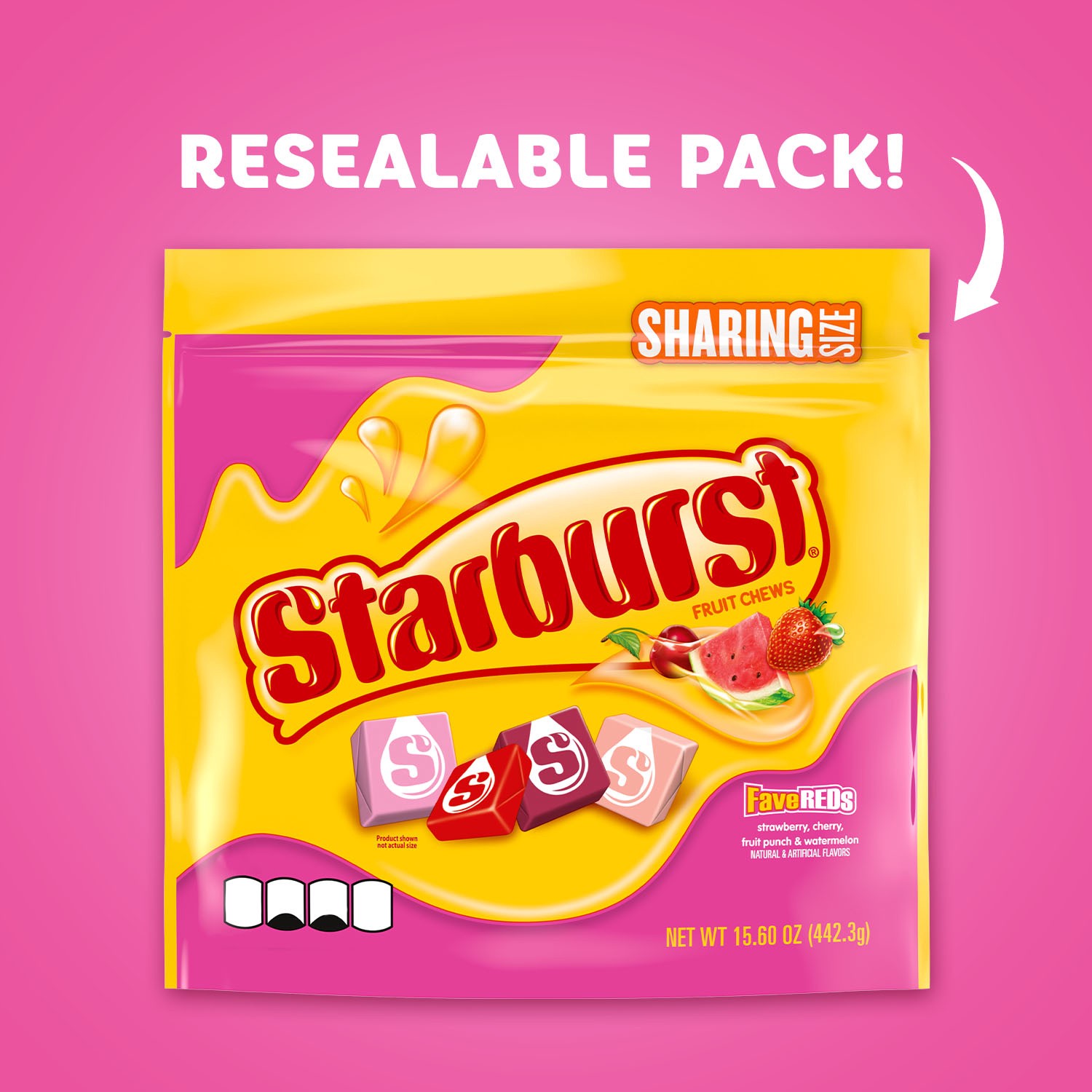 slide 3 of 8, STARBURST Favereds Fruit Chews Chewy Candy, Party Size, 50 oz Bag, 50 oz