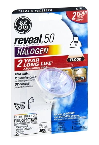 slide 1 of 1, GE Reveal 50 Watt Halogen Flood Light Bulb, 1 ct